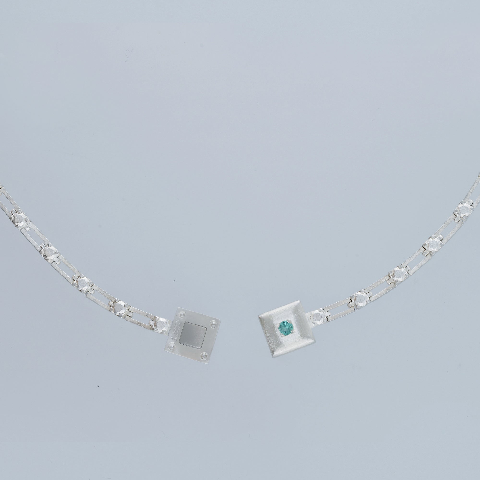 magnetic still necklace - sculpted silver & emerald