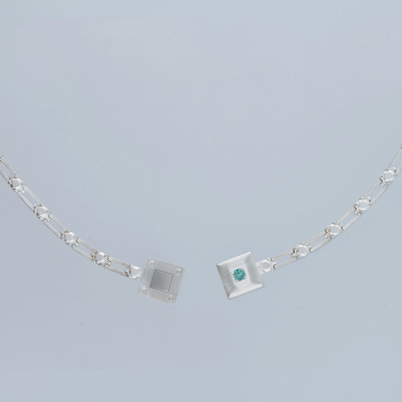 magnetic still bracelet – sculpted silver & emerald