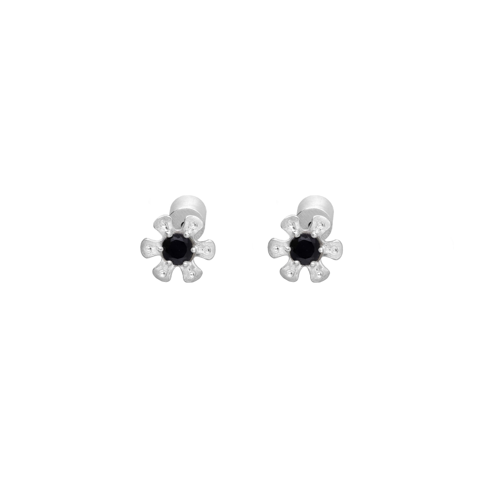 flower fuel earring – onyx