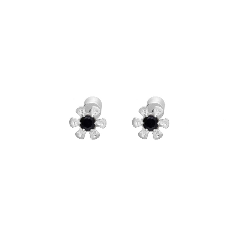 flower fuel earring – onyx