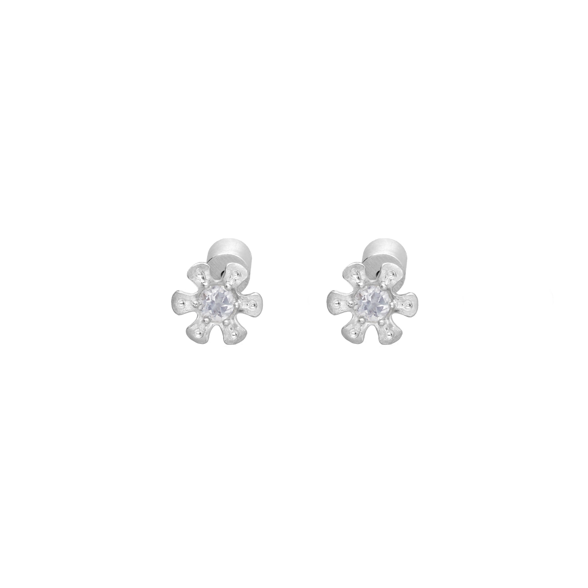 flower fuel earring – white topaz
