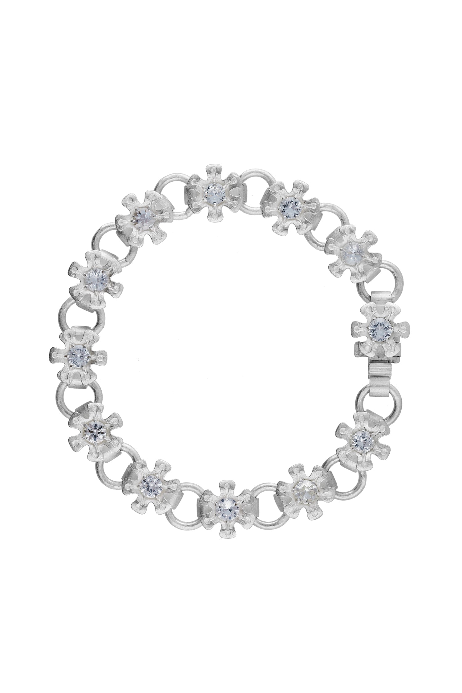 flower node bracelet – white sapphire