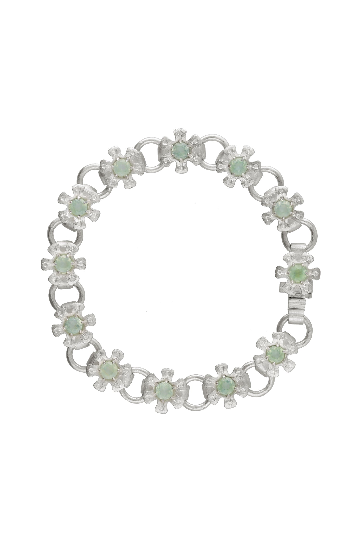 flower node bracelet – prehnite
