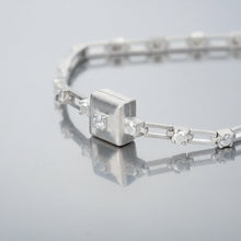 magnetic still bracelet – sculpted silver & white sapphire