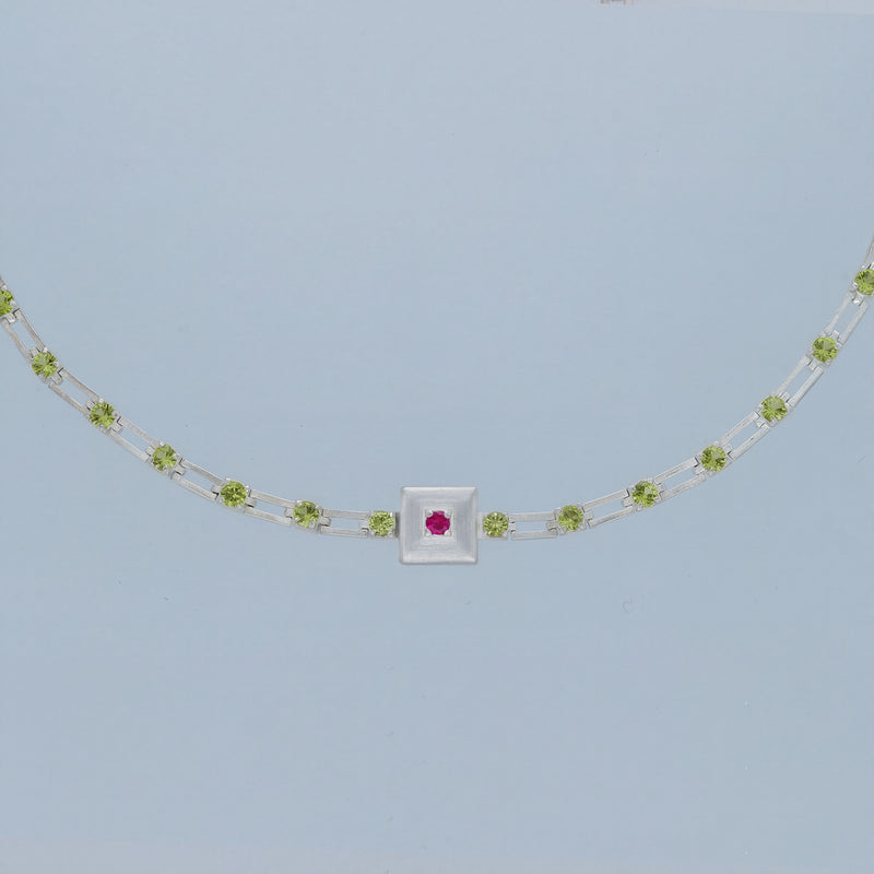 magnetic sequence necklace - peridot & ruby