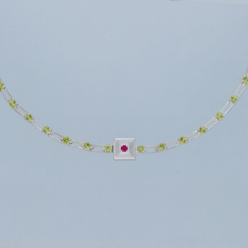 magnetic sequence necklace - peridot & ruby