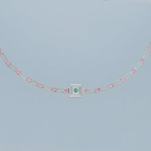 magnetic sequence necklace - light pink zirconia & emerald