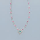 magnetic sequence necklace - light pink zirconia & emerald