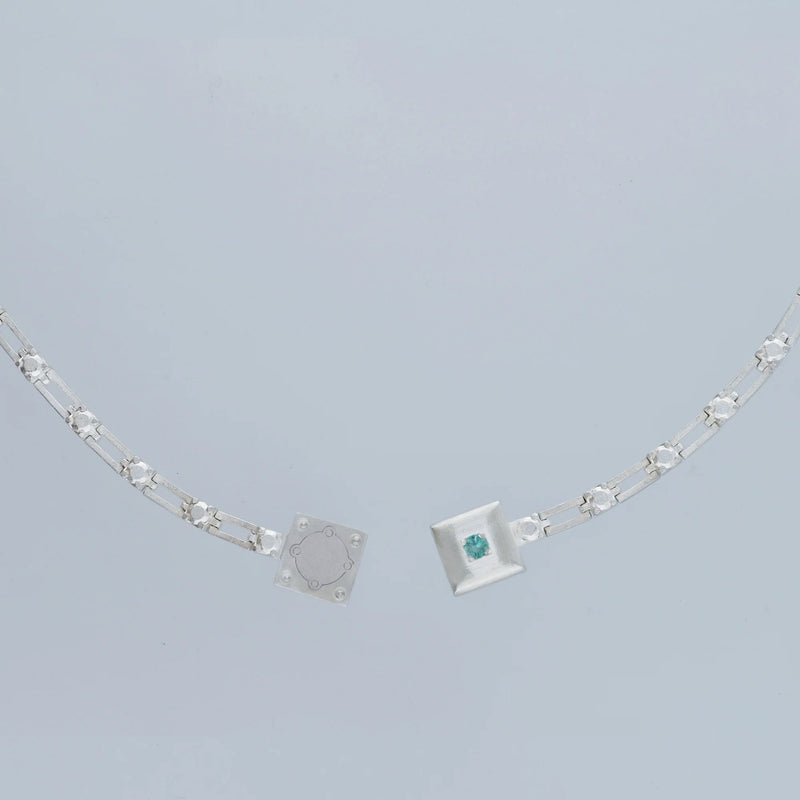 magnetic still necklace - sculpted silver & emerald