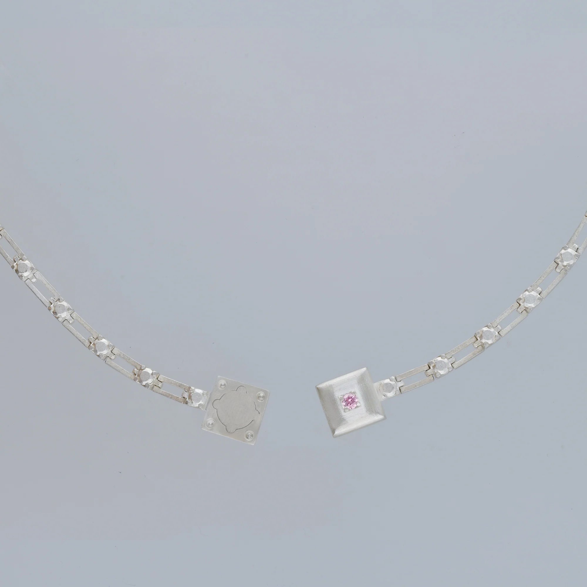 magnetic still bracelet – sculpted silver &  light pink sapphire