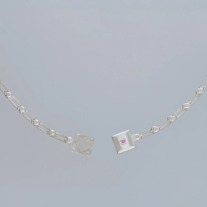 magnetic still bracelet – sculpted silver & light pink sapphire