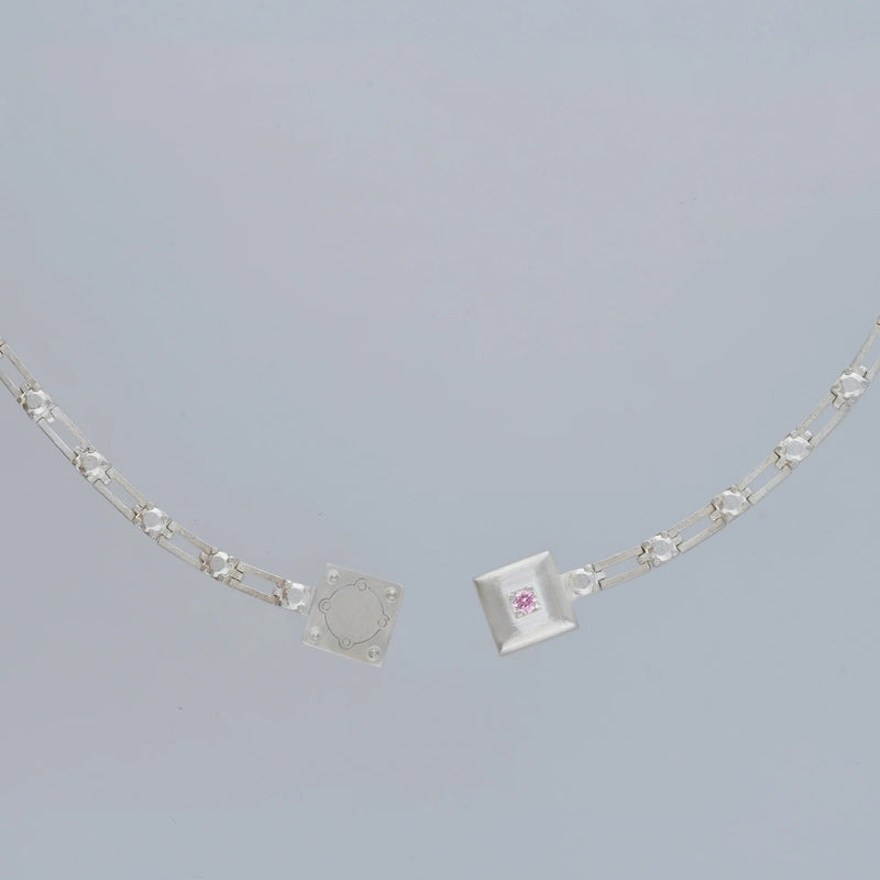 magnetic still necklace - sculpted silver & pink sapphire