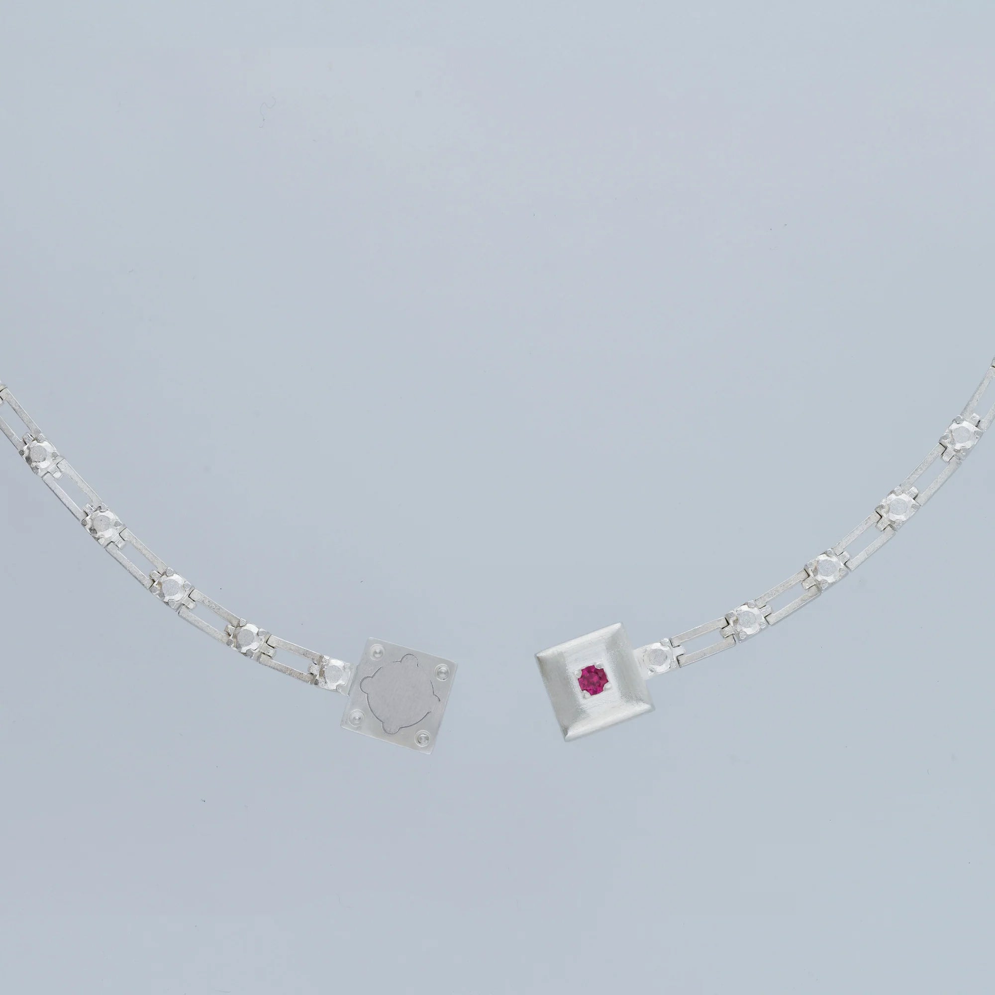 magnetic still bracelet – sculpted silver &  light pink sapphire