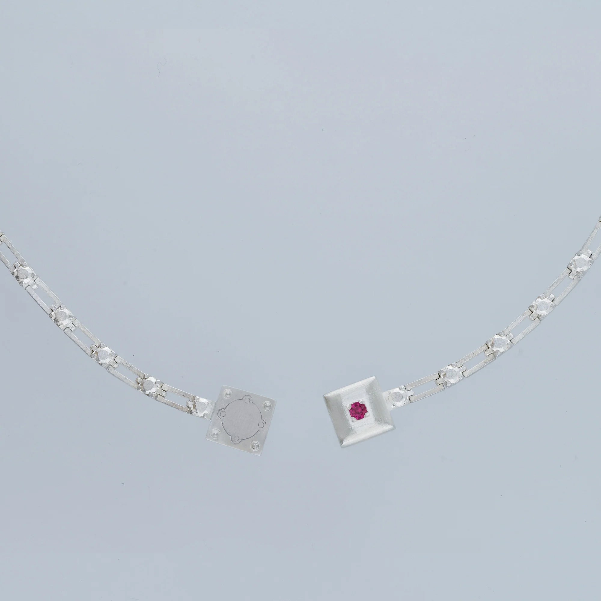 magnetic still necklace - sculpted silver & ruby