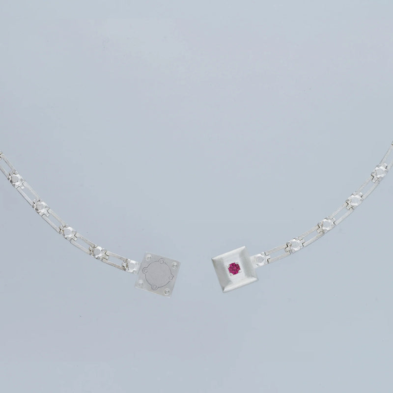 magnetic still necklace - sculpted silver & ruby