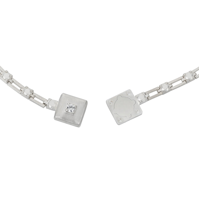 magnetic still necklace - sculpted silver & white sapphire