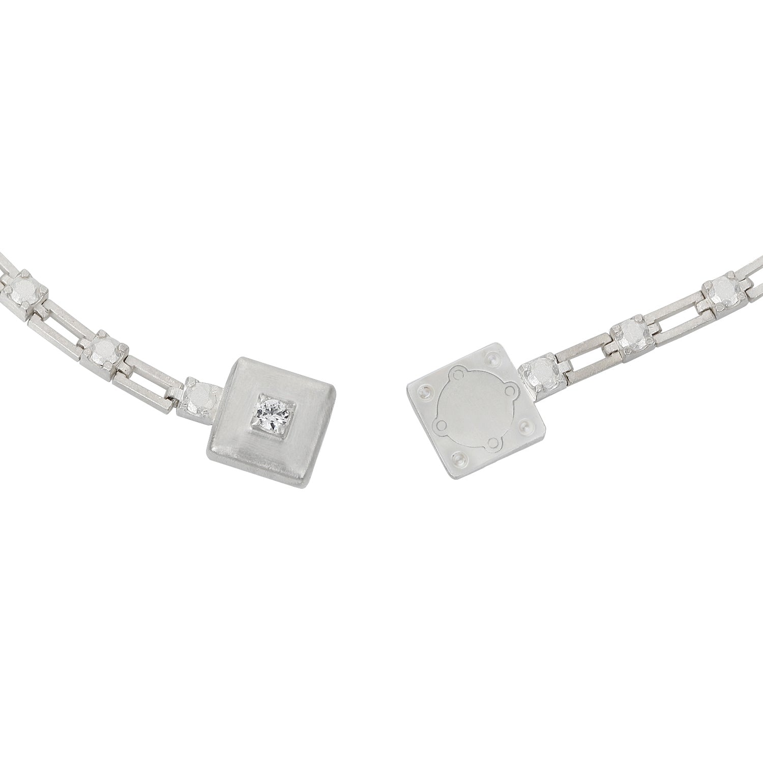 magnetic still necklace - sculpted silver & white sapphire