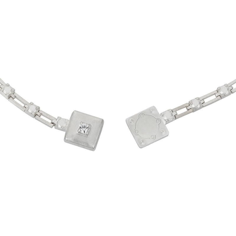 magnetic still necklace - sculpted silver & white sapphire