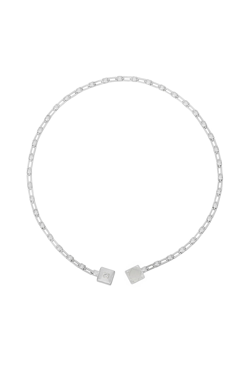 magnetic still necklace - sculpted silver & white sapphire