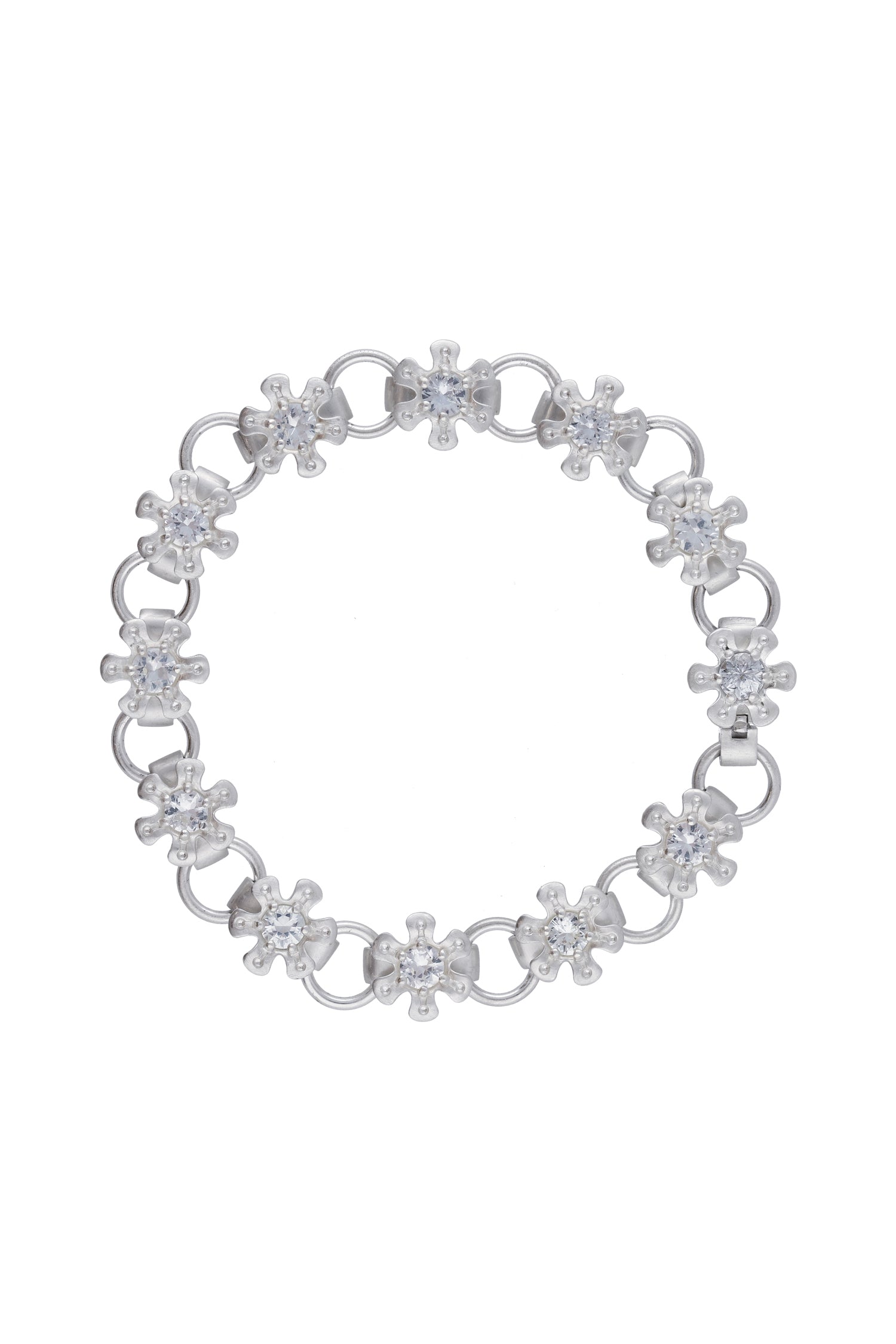 flower node bracelet – white sapphire