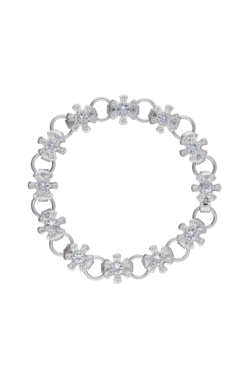 flower node bracelet – white sapphire