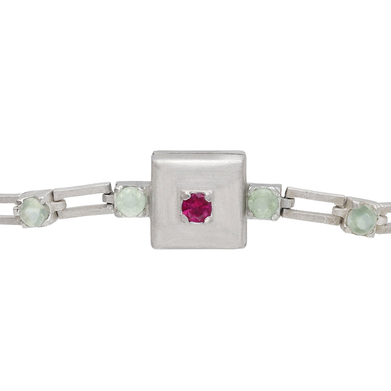 magnetic sequence bracelet - prehnite & ruby