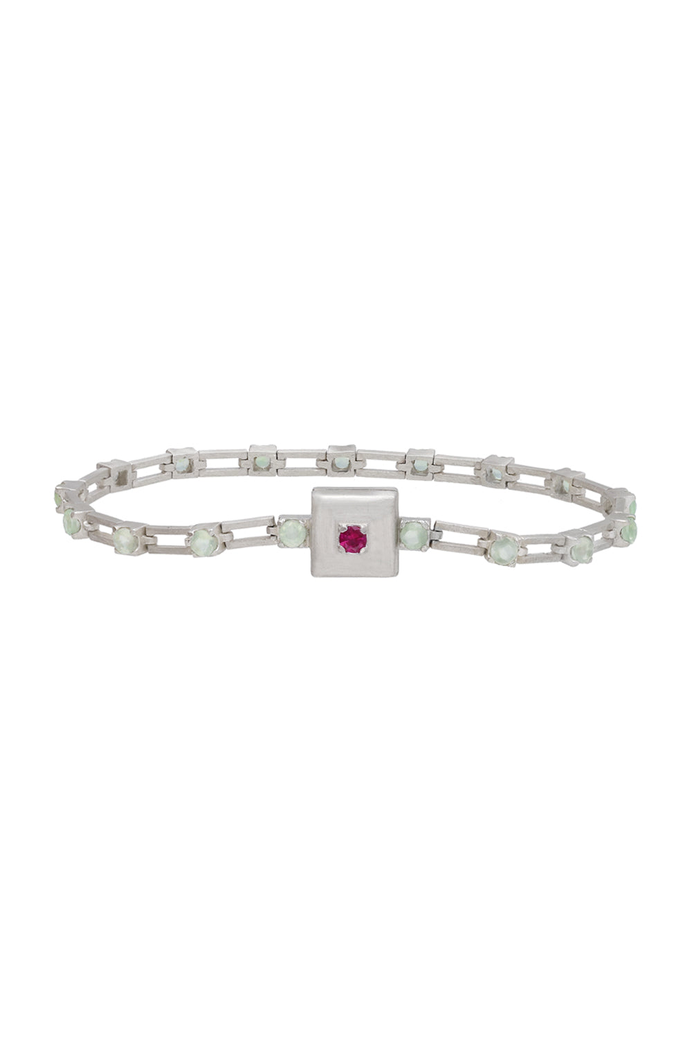 magnetic sequence bracelet - prehnite & ruby