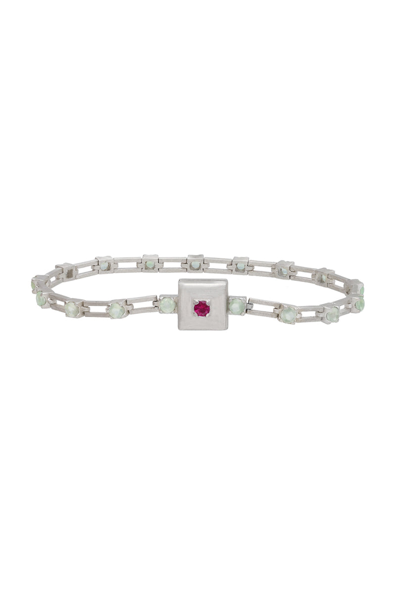 magnetic sequence bracelet - prehnite & ruby