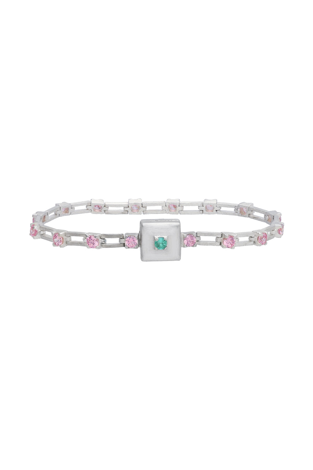 magnetic sequence bracelet - light pink zirconia & emerald