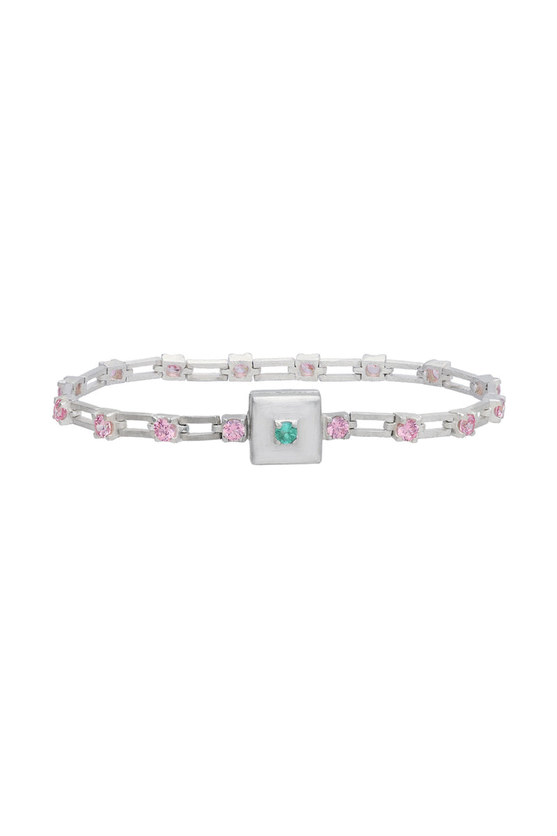 magnetic sequence bracelet - light pink zirconia & emerald