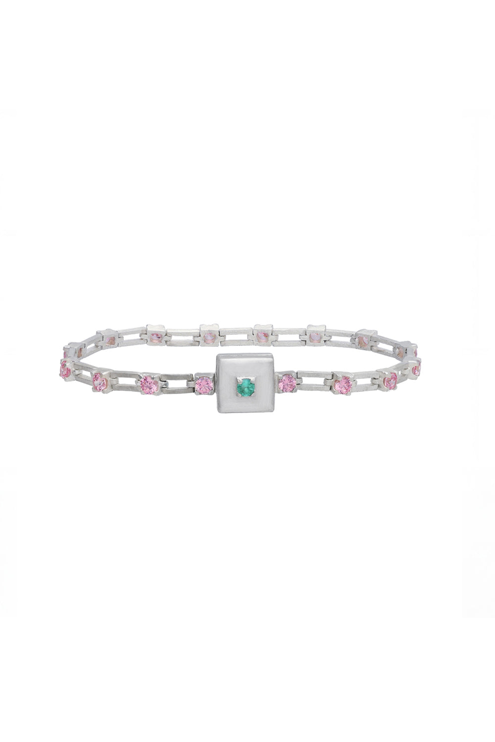magnetic sequence bracelet - light pink zirconia & emerald
