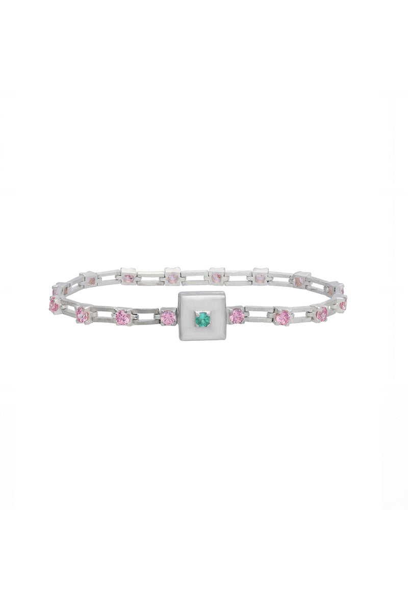 magnetic sequence bracelet - light pink zirconia & emerald