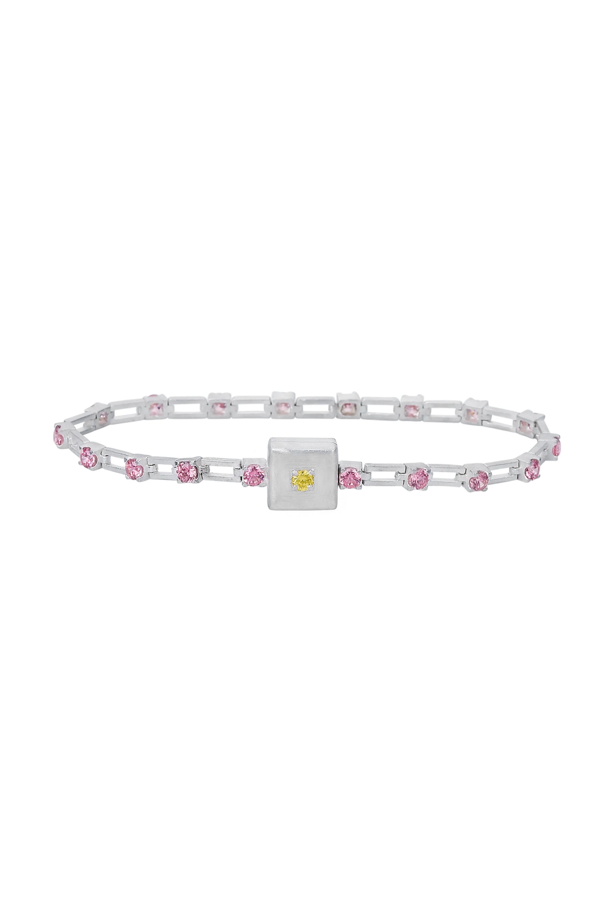 magnetic sequence bracelet - dusty rose zirconia & yellow sapphire