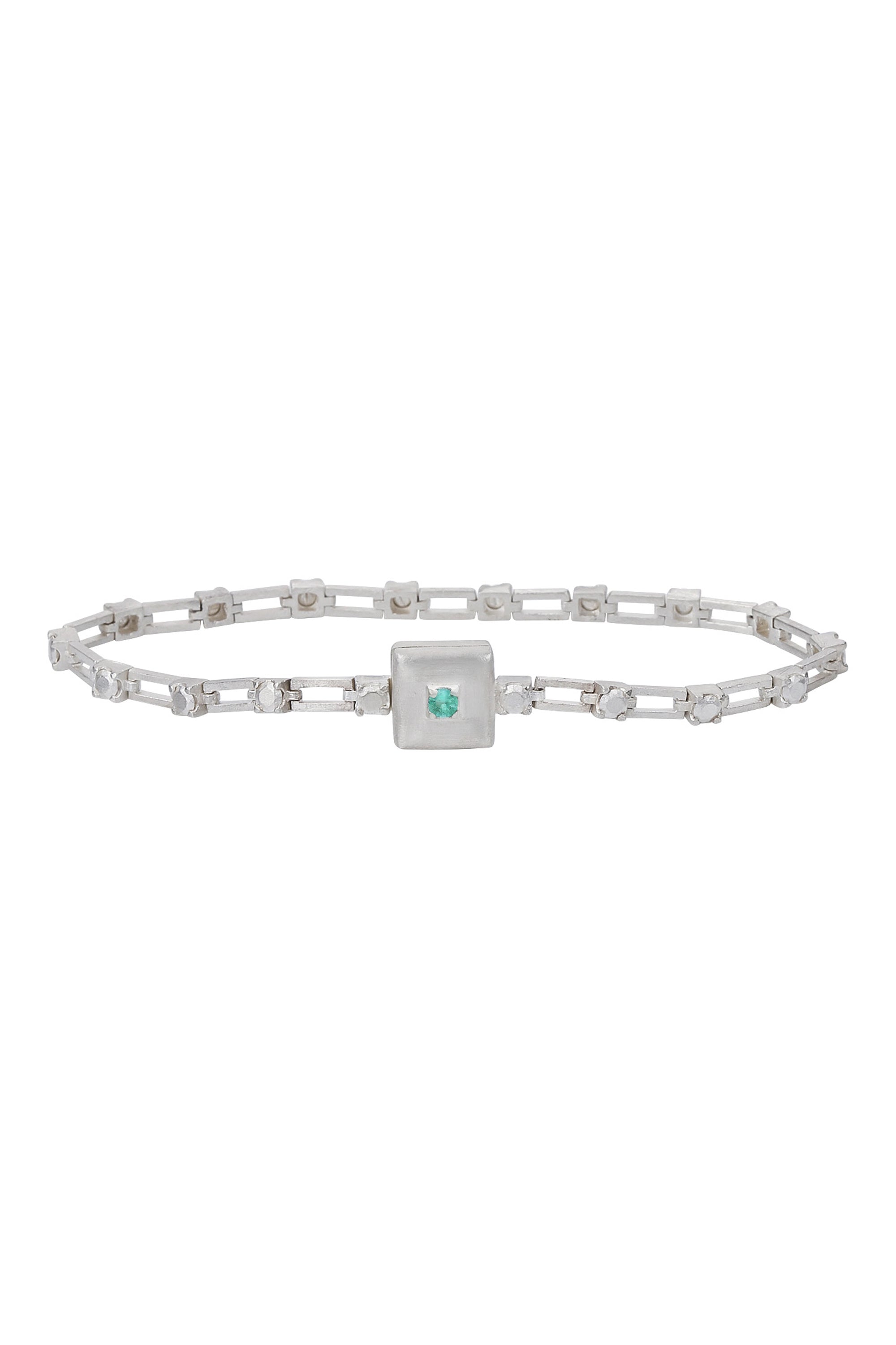 magnetic still bracelet – sculpted silver & emerald