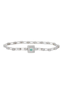 magnetic still bracelet – sculpted silver & emerald