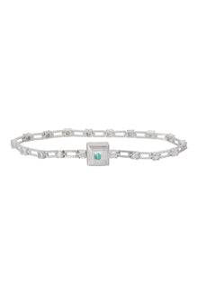 magnetic still bracelet – sculpted silver & emerald
