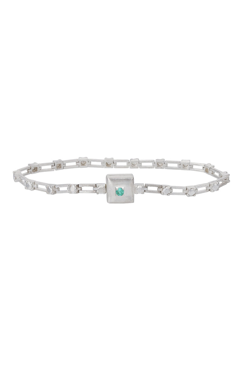 magnetic still bracelet – sculpted silver & emerald