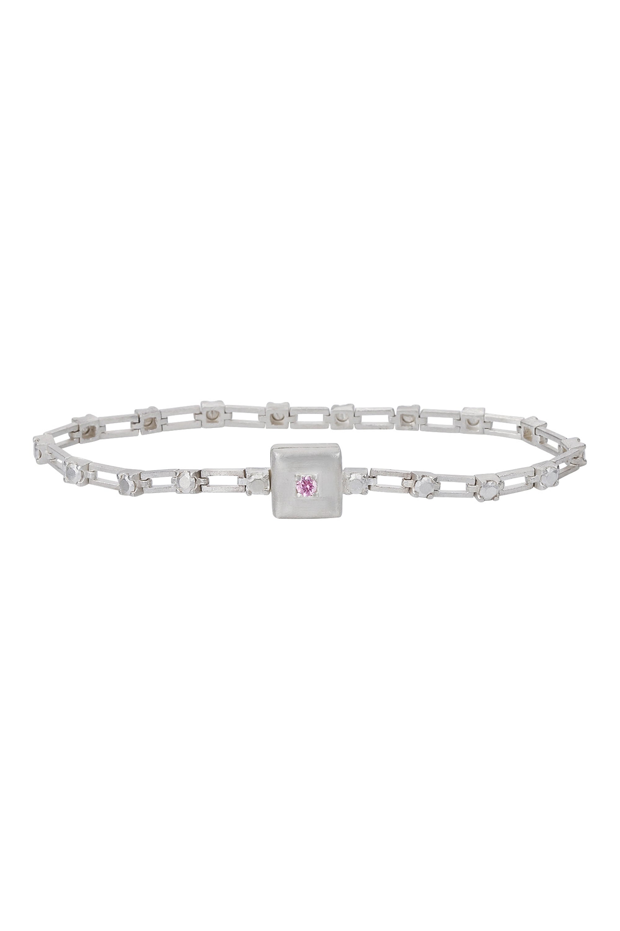 magnetic still bracelet – sculpted silver &  light pink sapphire