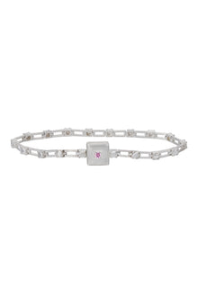 magnetic still bracelet – sculpted silver &  light pink sapphire
