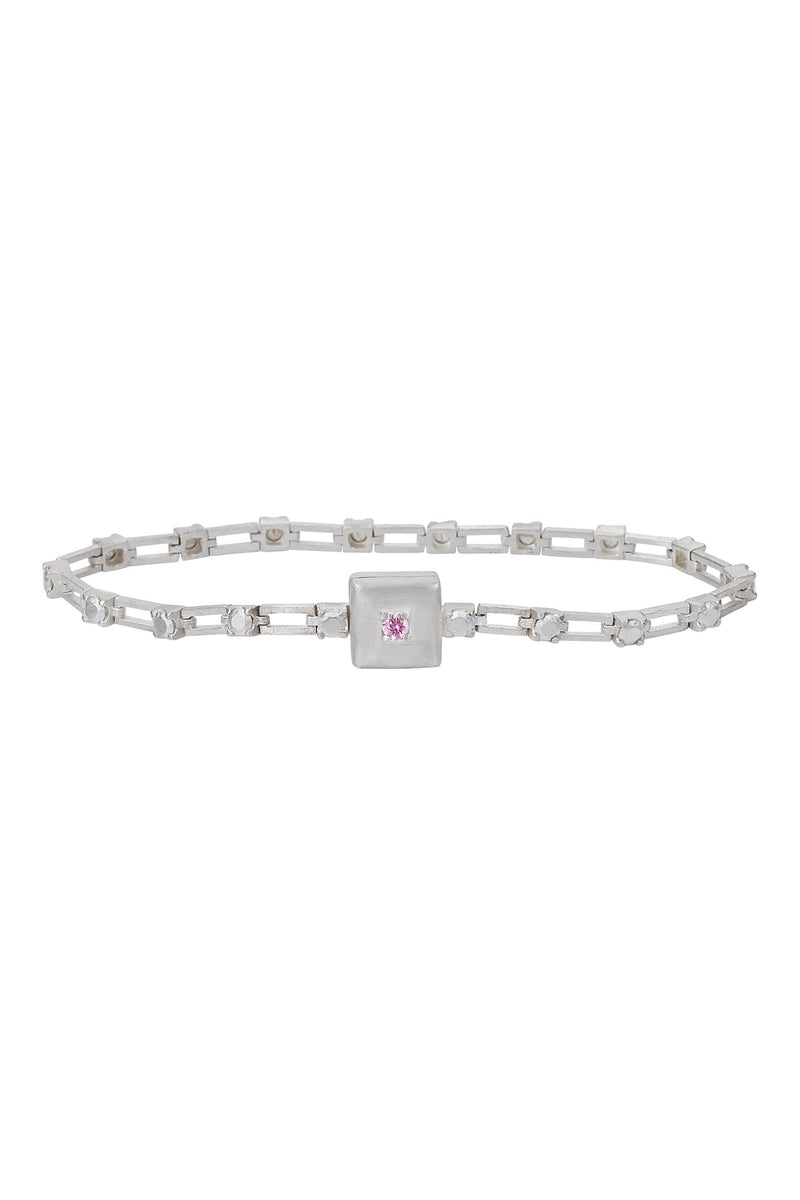 magnetic still bracelet – sculpted silver & light pink sapphire