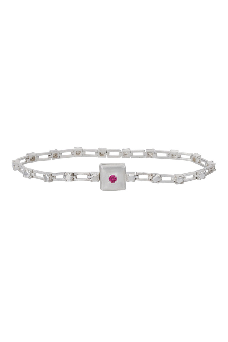 magnetic still bracelet – sculpted silver & ruby