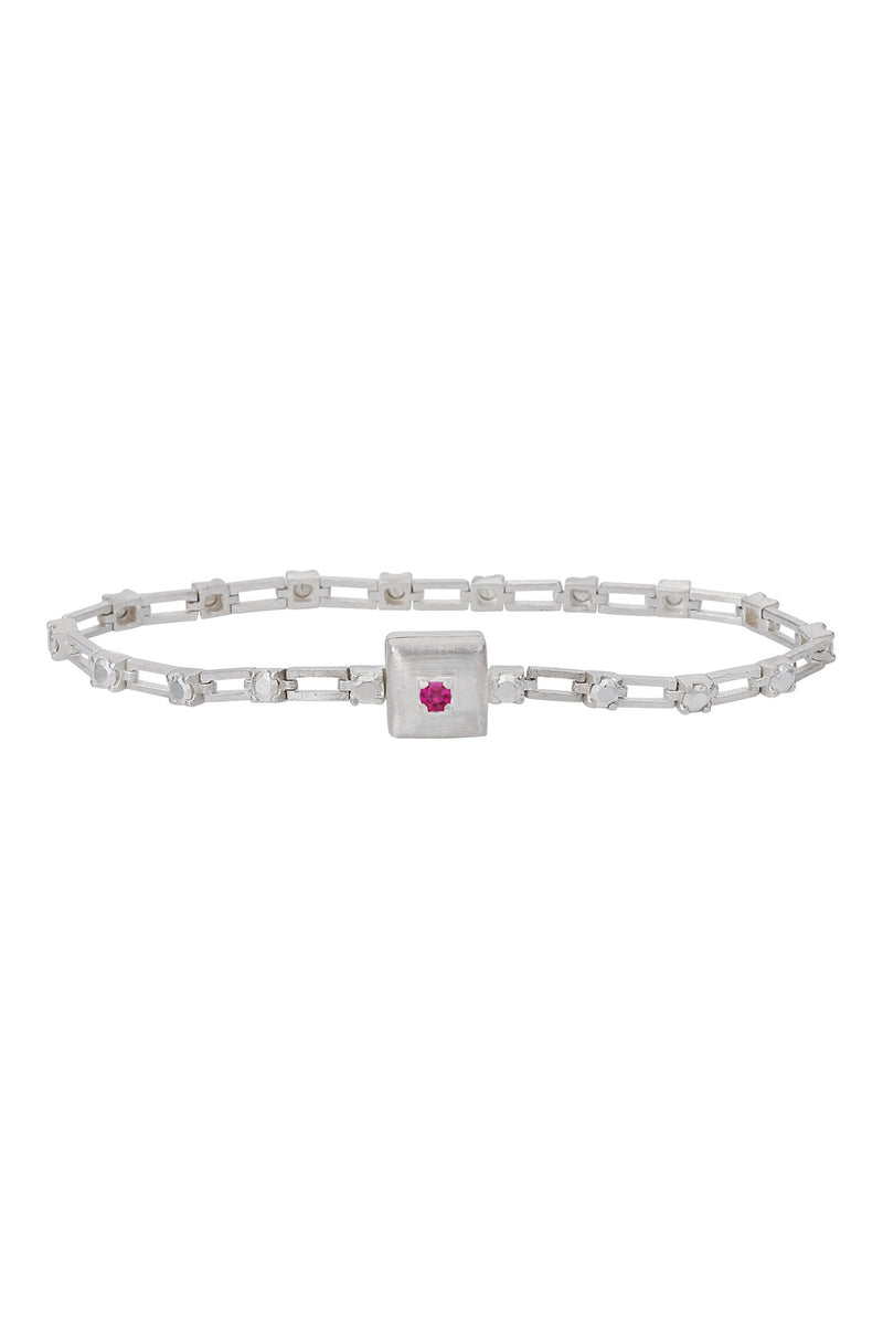 magnetic still bracelet – sculpted silver & ruby