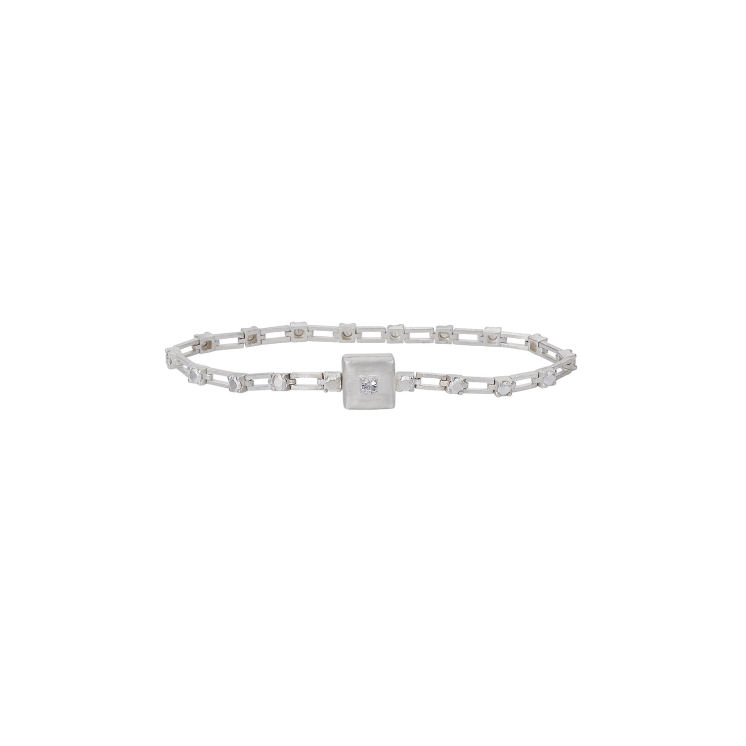 magnetic still bracelet – sculpted silver & white sapphire