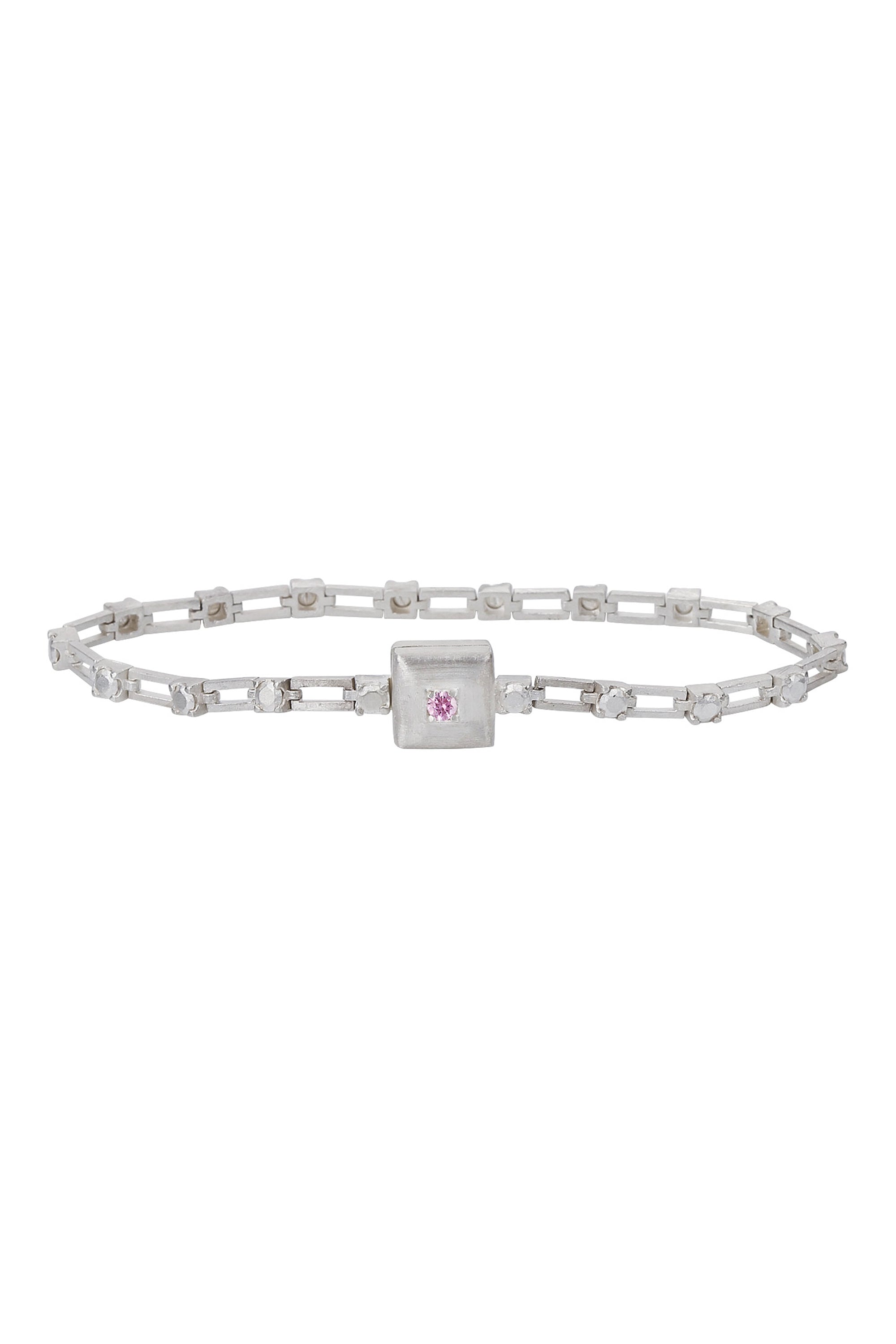 magnetic still bracelet – sculpted silver & light pink sapphire