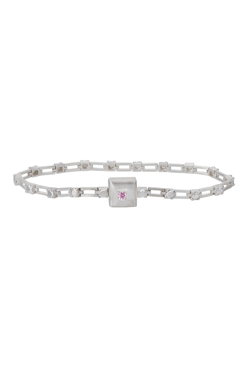 magnetic still bracelet – sculpted silver & light pink sapphire