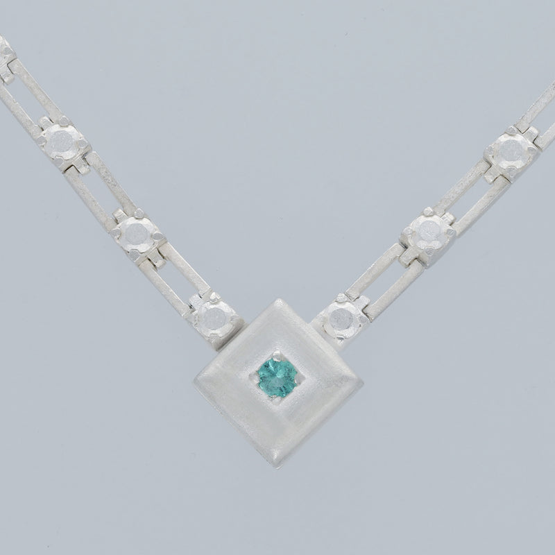 magnetic still necklace - sculpted silver & emerald