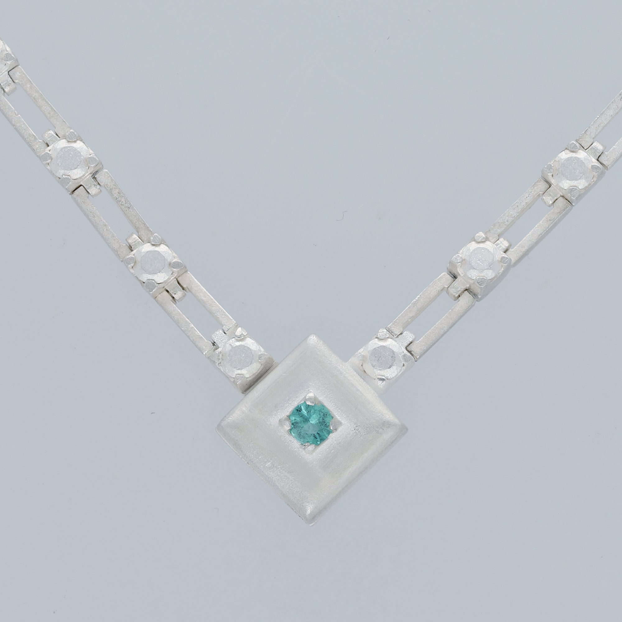 magnetic still necklace - sculpted silver & emerald