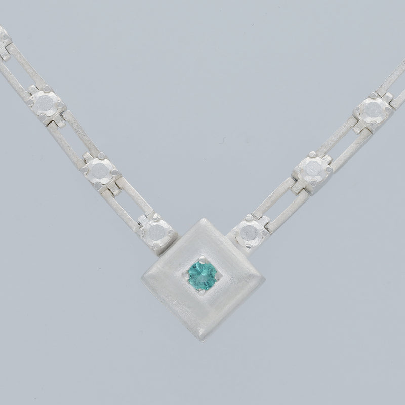 magnetic still necklace - sculpted silver & emerald