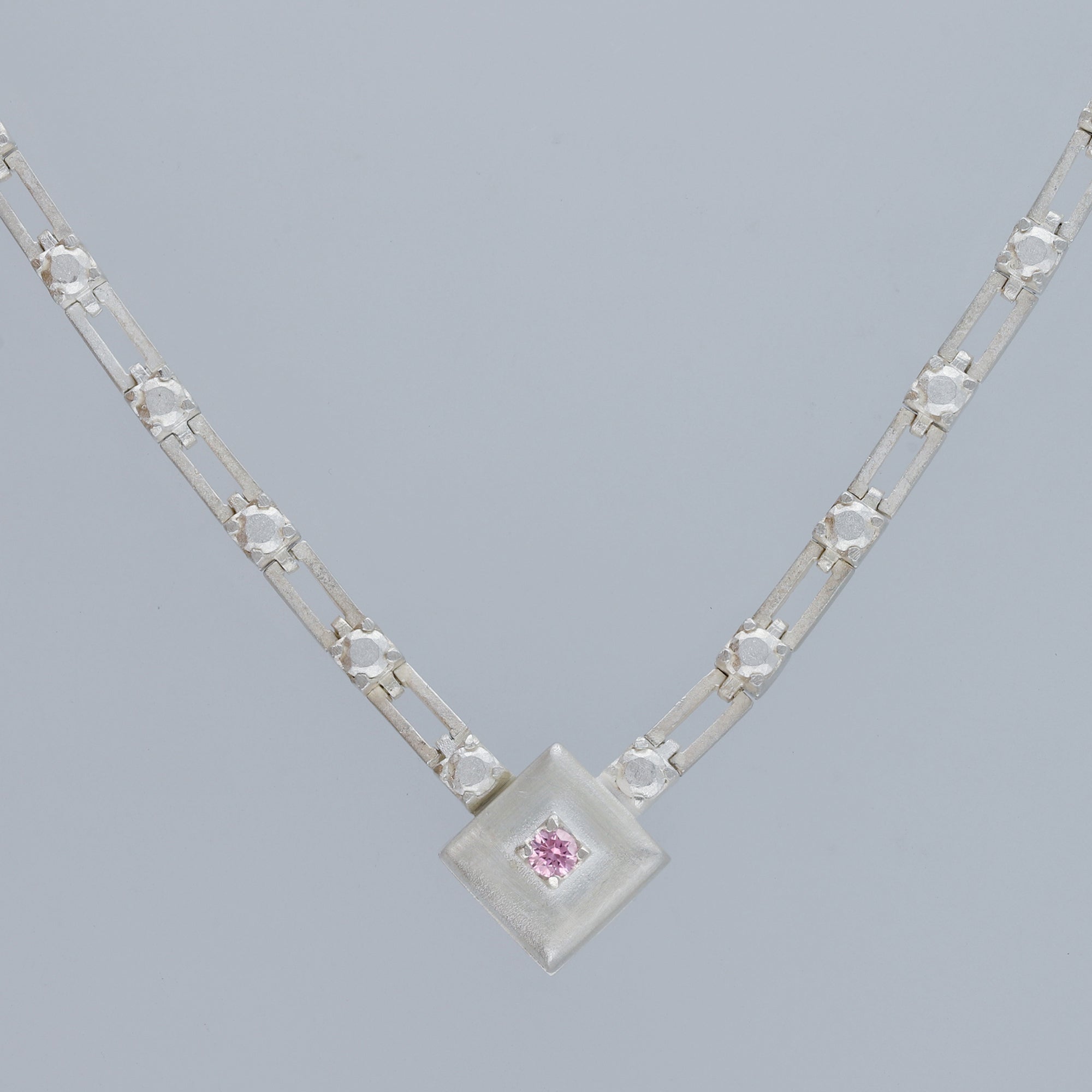 magnetic still necklace - sculpted silver &  pink sapphire