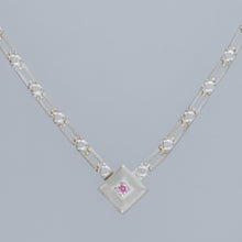 magnetic still necklace - sculpted silver &  pink sapphire